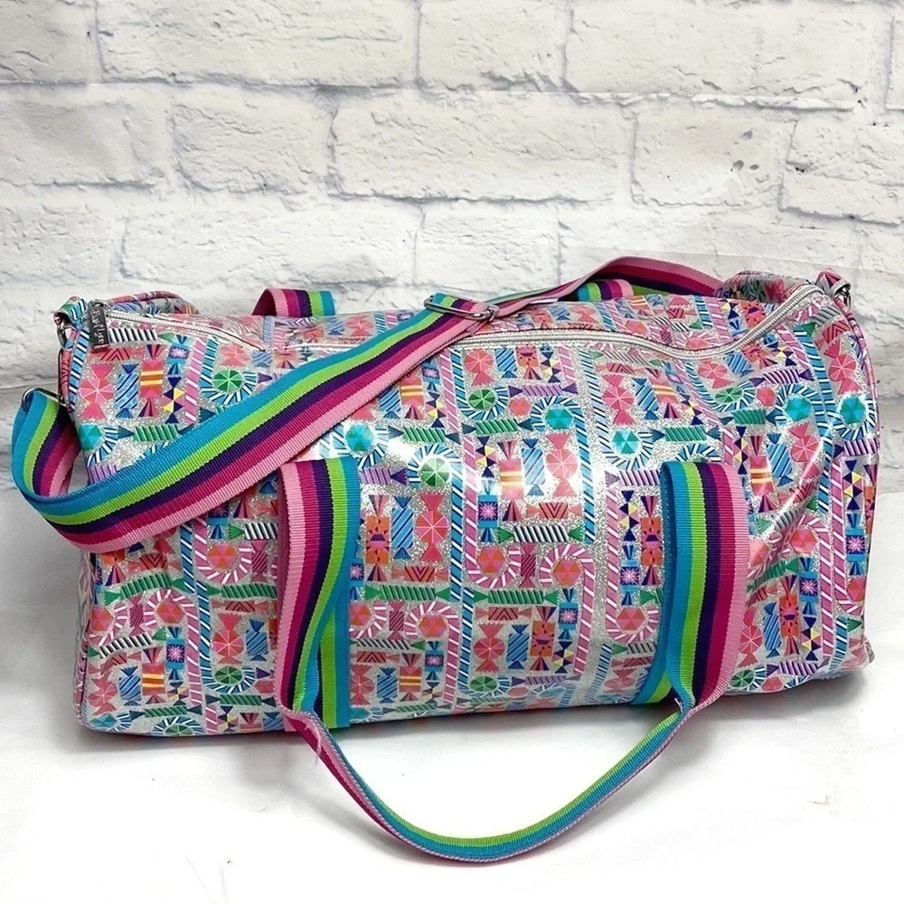 Bari Lynn silver candy print duffel bag